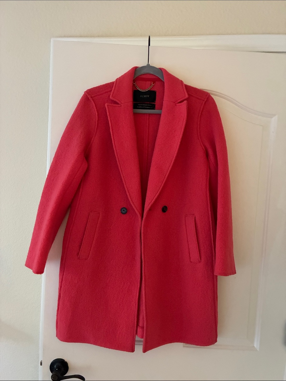 J. Crew DAPHNE TOPCOAT IN ITALIAN BOILED WOOL. Color: bright rose. Size: 6P.